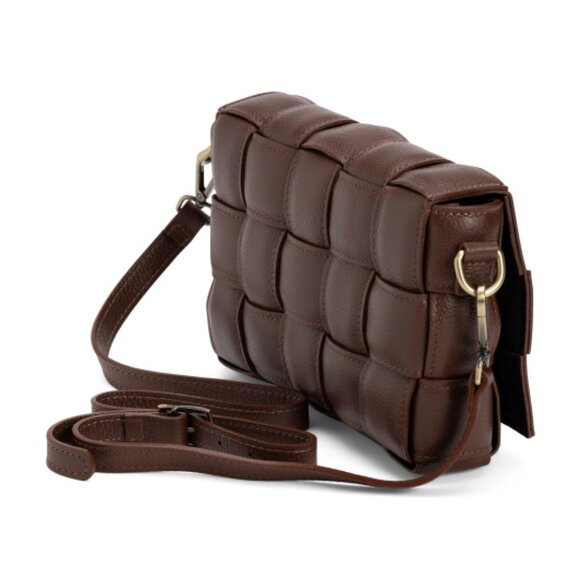 VIOLA CASTELLANI Made In Italy Leather Woven Crossbody Bag - Picture 3 of 4